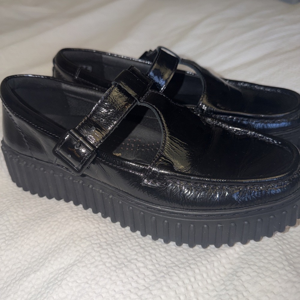 Clark's Thornhill Barr Black Patent‎ Leather  Mary Jane  Sz 9.5